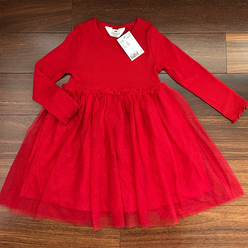 BNWT H&M Beautiful Red Sparkly Tulle Dress